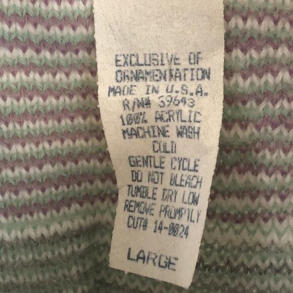 Vintage Size Large Matching Sweater & Cardigan Pastel Knit Floral Cottage Flower - Picture 8 of 8